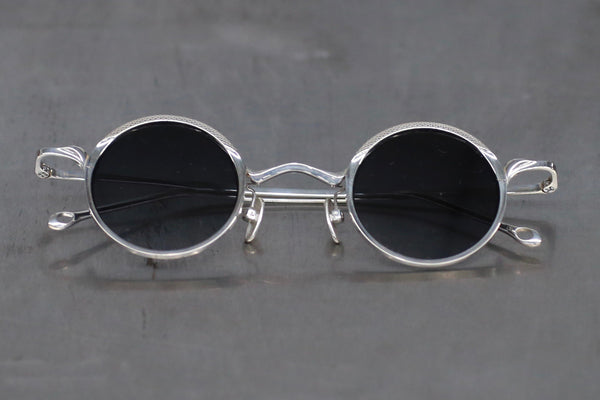 Rigards RG1099AG Series 925 Sterling Silver Round Frame Sunglasses RG-RG1099AG-CYH-F Sterling Silver Frame Grey Lenses